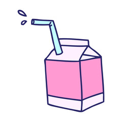 hand drawn quirky cartoon hand drawn quirky cartoon of milk in bright neon color