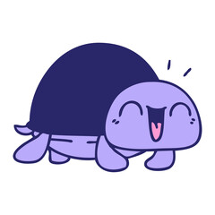 hand drawn quirky cartoon turtle in bright neon color