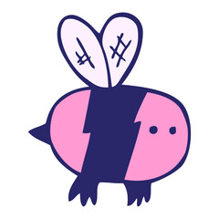 cartoon bee in bright neon color