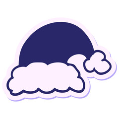 sticker of a cartoon christmas hat in bright neon color