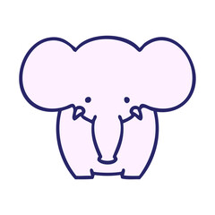 gradient shaded quirky cartoon elephant in bright neon color