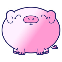 cartoon pig in bright neon color