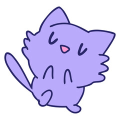 cartoon of a cute little pet cat in bright neon color