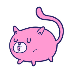 cartoon happy cat in bright neon color