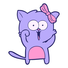 cartoon cat in bright neon color