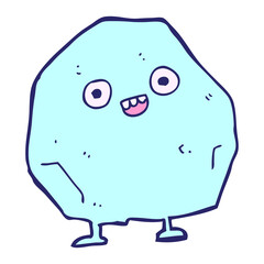 cartoon rock in bright neon color