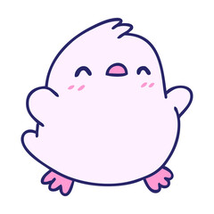 cartoon of a cute little bird in bright neon color