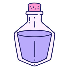 cartoon of a potion bottle in bright neon color