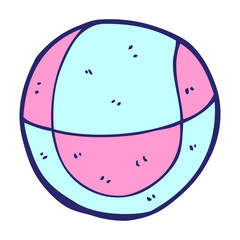 cartoon basketball in bright neon color