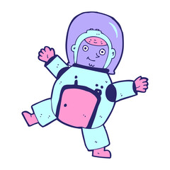 cartoon astronaut in bright neon color