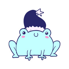 cute cartoon christmas frog in bright neon color