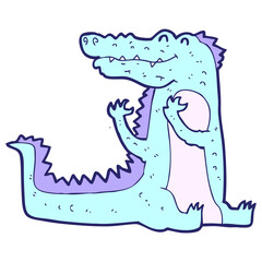 cartoon crocodile in bright neon color