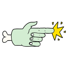 cartoon zombie hand pointing in bright neon color
