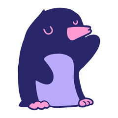 cartoon penguin in bright neon color