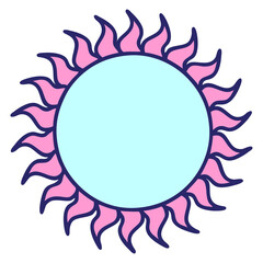 iconic tattoo style image of a sun in bright neon color