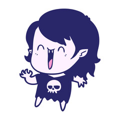 cute cartoon happy vampire girl in bright neon color
