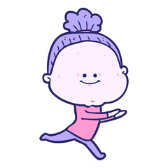 cartoon happy old woman in bright neon color