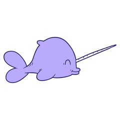 cartoon narwhal in bright neon color © lineartestpilot