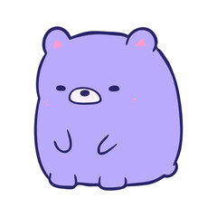 cute cartoon sad bear in bright neon color