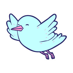 cartoon bird flying in bright neon color