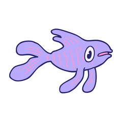 cartoon fish in bright neon color