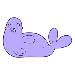 cartoon seal in bright neon color