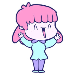 cartoon woman in bright neon color