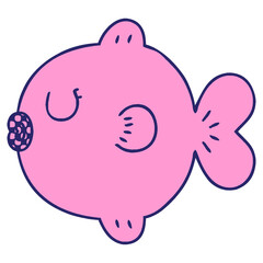 comic book style quirky cartoon fish  in bright neon color