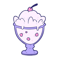 cartoon tasty dessert in bright neon color