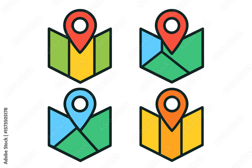 Poster gps location map pin icon set. navigation pointer symbol collection for web and mobile apps. destina