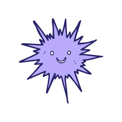 cartoon sea urchin in bright neon color
