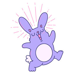 illustration of a traditional tattoo style prancing rabbit in bright neon color