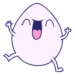 hand drawn quirky cartoon egg in bright neon color
