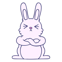 gradient shaded quirky cartoon rabbit in bright neon color
