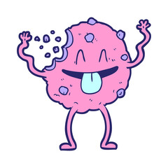 cartoon cookie in bright neon color