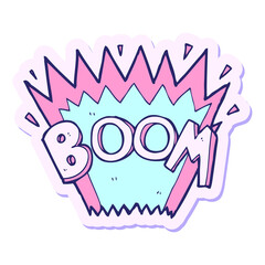 sticker of a cartoon comic book explosion in bright neon color