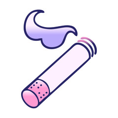 gradient shaded cartoon of a cigarette smoke in bright neon color
