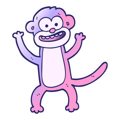vector gradient illustration cartoon monkey in bright neon color