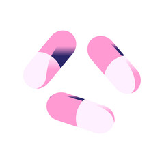 Flat colour illustration of some medical pills in bright neon color