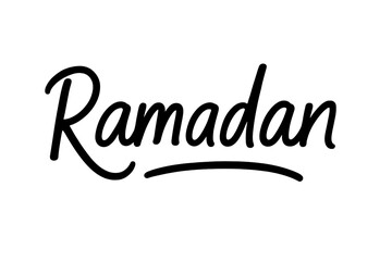 Ramadan Hand Lettering Vector. Modern Calligraphy Ramadan Text. Black Script Font. Ramadan Kareem Typography. Islamic Holiday Greeting. Festive Design. Transparent PNG. Editable Vector Art