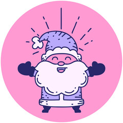 Naklejka premium icon of a tattoo style happy santa claus christmas character in bright neon color