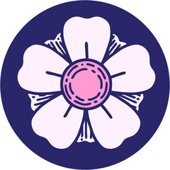 iconic tattoo style image of a flower in bright neon color