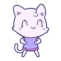 cartoon happy cat in bright neon color