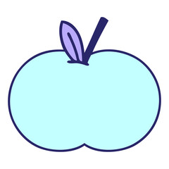 cute cartoon of a juicy apple in bright neon color