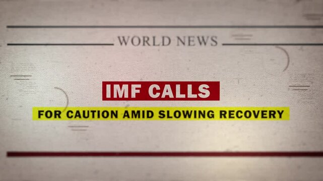 IMF Calls for Caution Amid Slowing Recovery newspaper-style headline titles