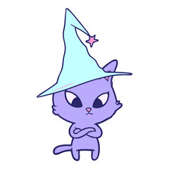 halloween cartoon cat in bright neon color