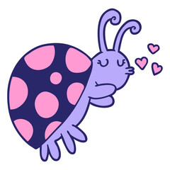 cartoon ladybug in bright neon color