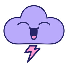 cute cartoon of a storm cloud in bright neon color