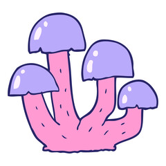 cartoon mushroom in bright neon color
