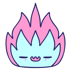 cartoon of a cute flame demon in bright neon color